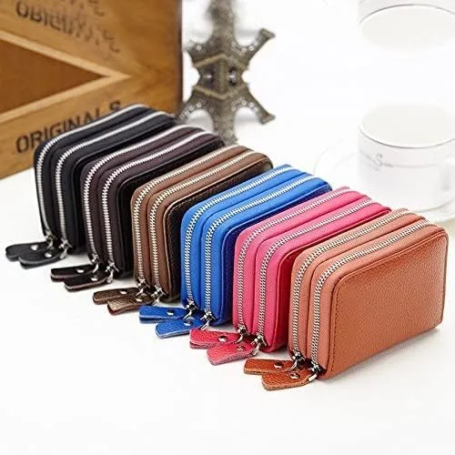 Leather Wallet Pu Leather Women's Wallet Retro Fashion Short Purse Clutch for Girls Ladies Business Card Holder Coin Pocket Large Capacity (Blue,8.5x10.5cm)
