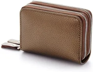 Leather Wallet Pu Leather Women's Wallet Retro Fashion Short Purse Clutch for Girls Ladies Business Card Holder Coin Pocket Large Capacity (Brown,8.5x10.5cm)