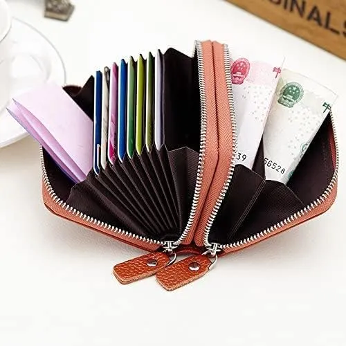 Leather Wallet Pu Leather Women's Wallet Retro Fashion Short Purse Clutch for Girls Ladies Business Card Holder Coin Pocket Large Capacity (Brown,8.5x10.5cm)