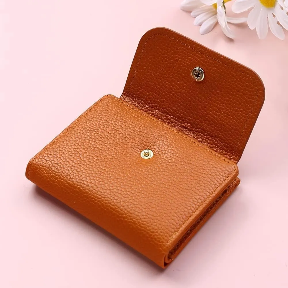 Leather Wallet Pu Leather Women's Wallet Short Large Capacity Purse Clutch Ladies Fashion Elegant Buckle Coin Pocket Card Holder Large Capacity (Blue,9.5x11.5cm)