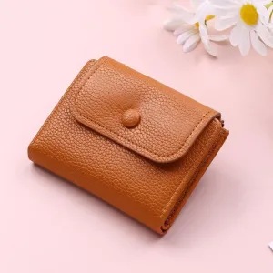 Leather Wallet Pu Leather Women's Wallet Short Large Capacity Purse Clutch Ladies Fashion Elegant Buckle Coin Pocket Card Holder Large Capacity (Blue,9.5x11.5cm)