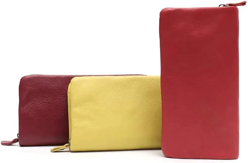 Leather Wallet Pu Leather Women's Wallet Simple Solid Color Design Long Purse Clutch Girls Women's Large Capacity Coin Pocket Large Capacity (Pink,10x19cm)