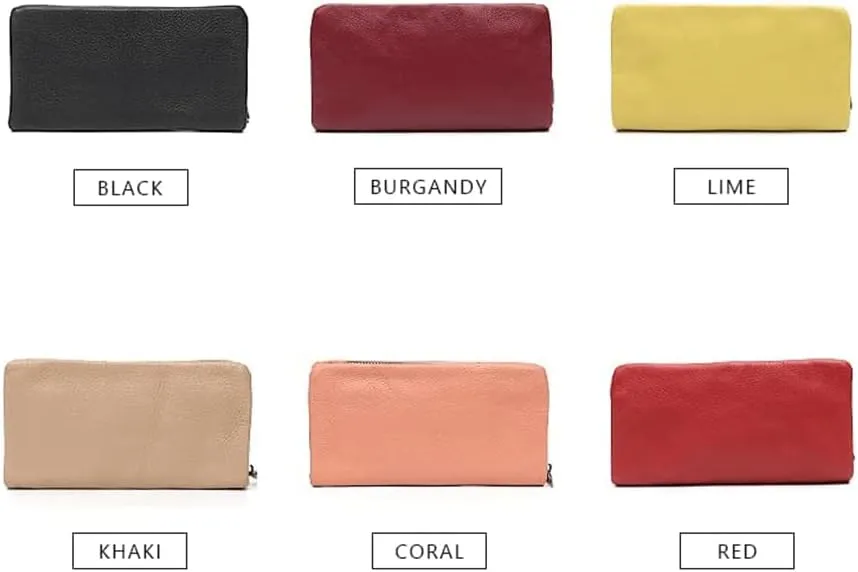 Leather Wallet Pu Leather Women's Wallet Simple Solid Color Design Long Purse Clutch Girls Women's Large Capacity Coin Pocket Large Capacity (Pink,10x19cm)