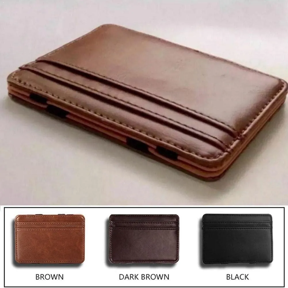 Leather Wallet Pu Leather Women's Wallet Ultra-Thin Mini Portable Purse Clutch Fashion Retro Short Small Coin Pocket Card Holder Large Capacity (Brown,7x10cm)