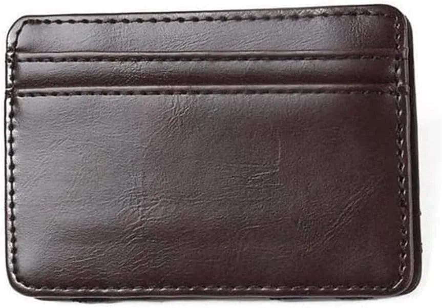 Leather Wallet Pu Leather Women's Wallet Ultra-Thin Mini Portable Purse Clutch Fashion Retro Short Small Coin Pocket Card Holder Large Capacity (Brown,7x10cm)