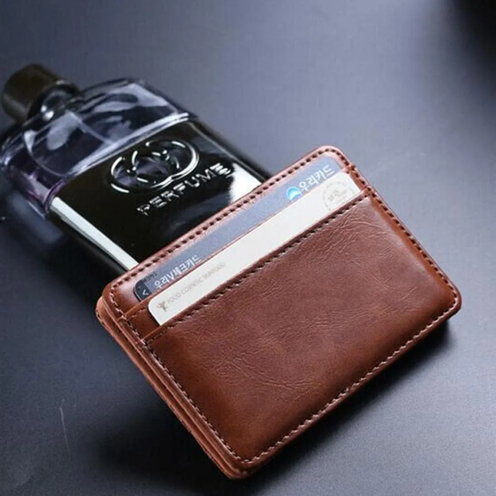 Leather Wallet Pu Leather Women's Wallet Ultra-Thin Mini Portable Purse Clutch Fashion Retro Short Small Coin Pocket Card Holder Large Capacity (Brown,7x10cm)