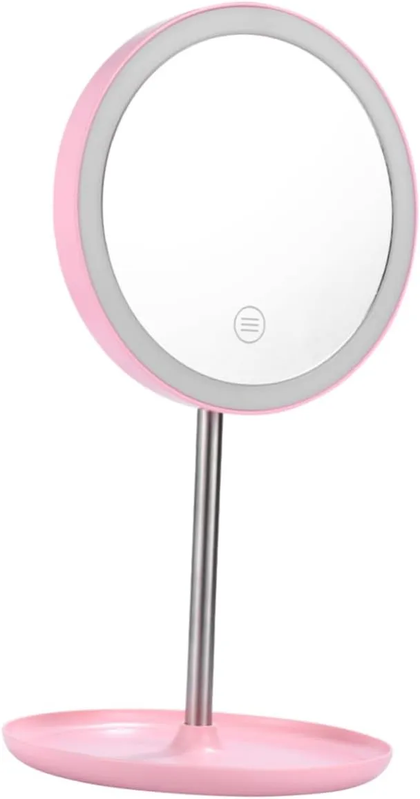 Led Smart Makeup Mirror Chargeable USB Lighted Vanity Mirror Brightness Material Non- Base for Cosmetics Storage Portable and Multi-Functional