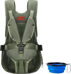 Legs Out Dog Backpack Carrier Adjustable Dog Front Carrier Easy-Fit Pet Backpack Carrier for Medium Dogs Small Dogs 15-25 Lbs (Green, L)