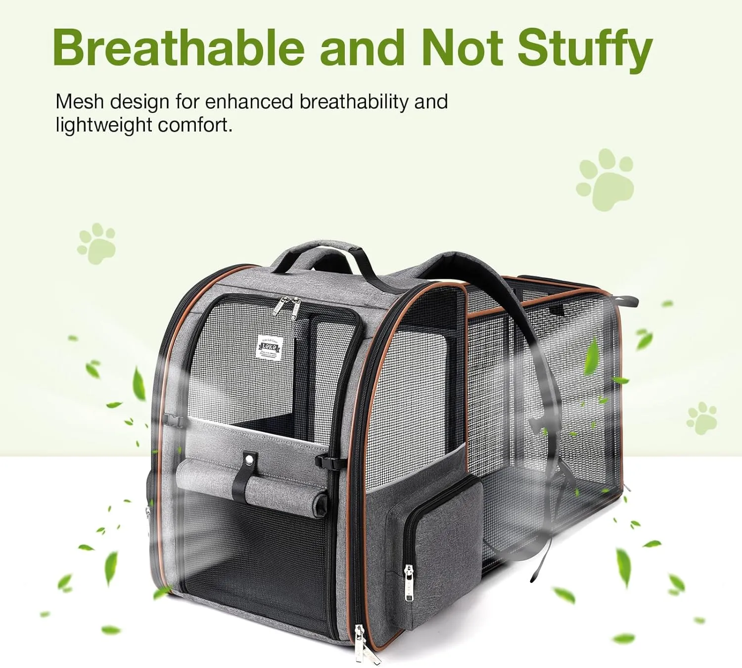 Lekebobor Extra Large Cat Backpack Carrier Expandable Pet Carrier Backpack for Small/Medium Dogs and Medium/Large Cats, Grey