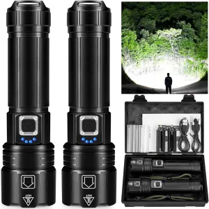 lemihui Rechargeable LED Flashlight High Lumens, 990,000 Lumens Bright Powerful Flashlight, 5 Modes, IPX6 Waterproof Handheld Flash Light for Camping Hiking