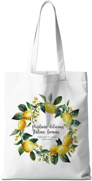 Lemon Tote Bag - Italy Travel Weekender Bag - Raccoon Gifts - Lemon Lovers Gifts for Shopping & Vacation