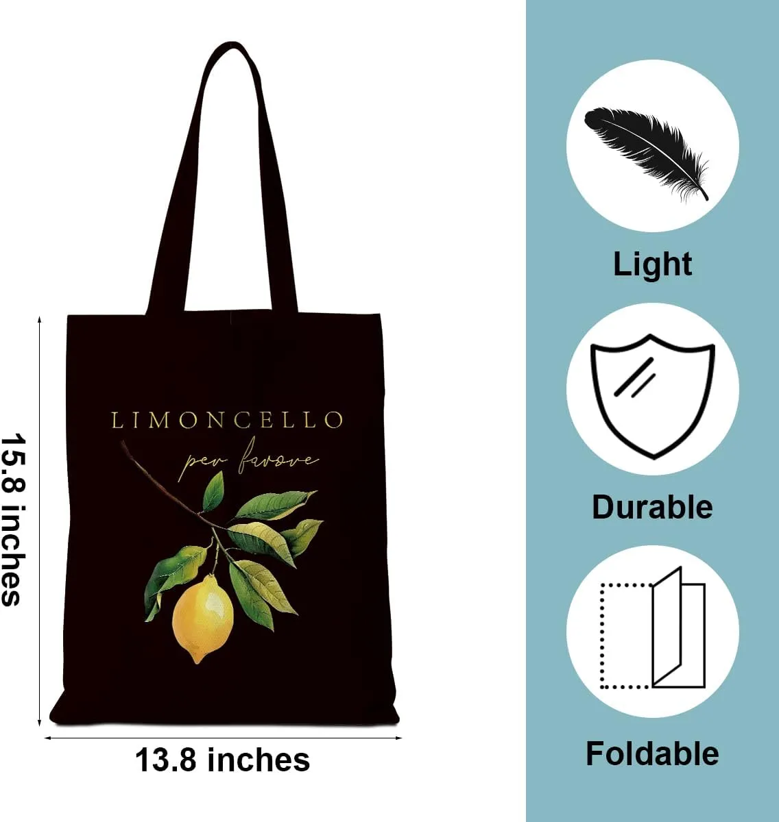 Lemon Tote Bag - Italy Travel Weekender Bag - Raccoon Gifts - Lemon Lovers Gifts for Shopping & Vacation