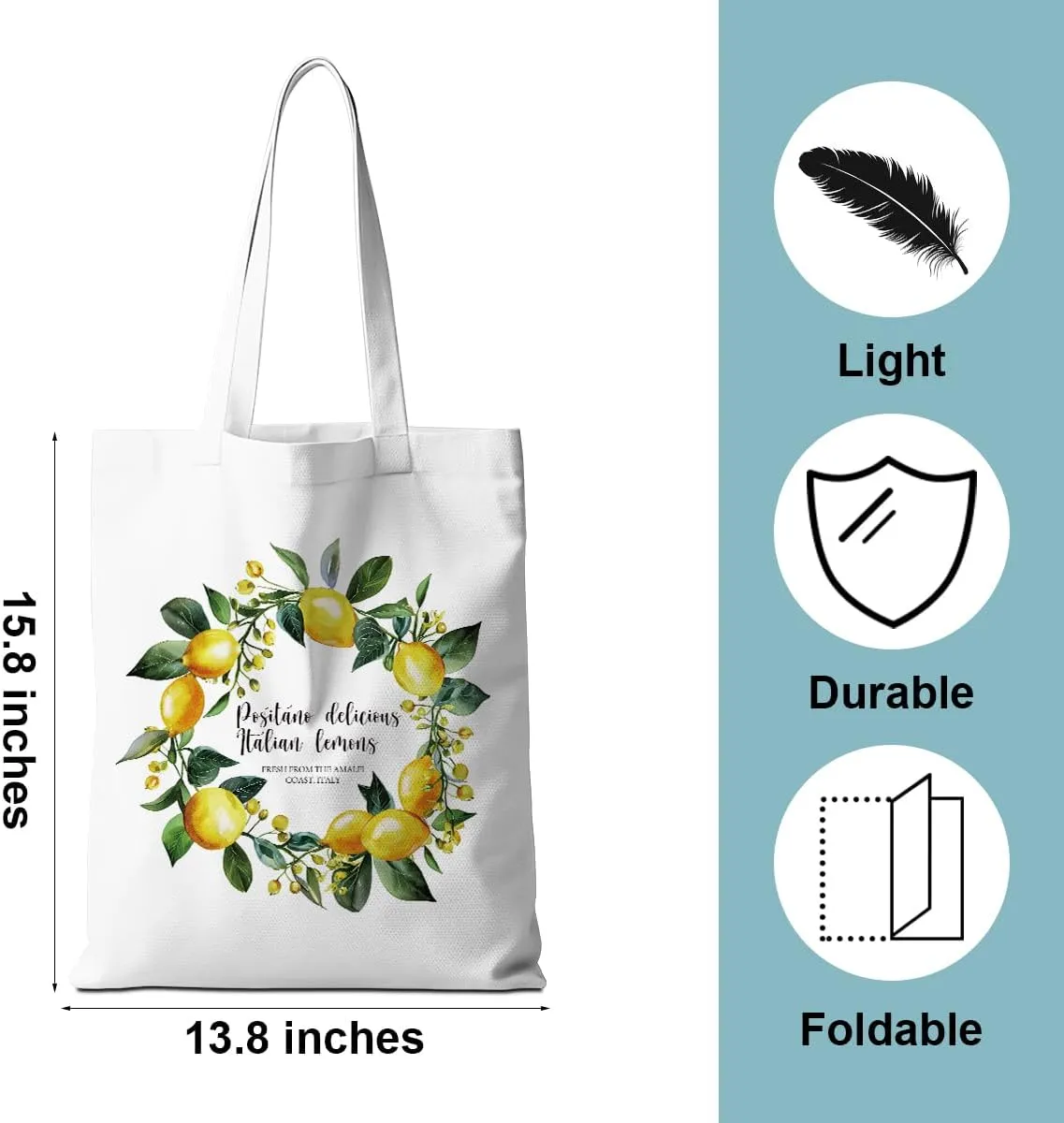 Lemon Tote Bag - Italy Travel Weekender Bag - Raccoon Gifts - Lemon Lovers Gifts for Shopping & Vacation