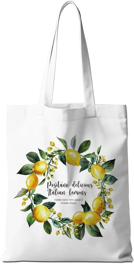 Lemon Tote Bag - Italy Travel Weekender Bag - Raccoon Gifts - Lemon Lovers Gifts for Shopping & Vacation