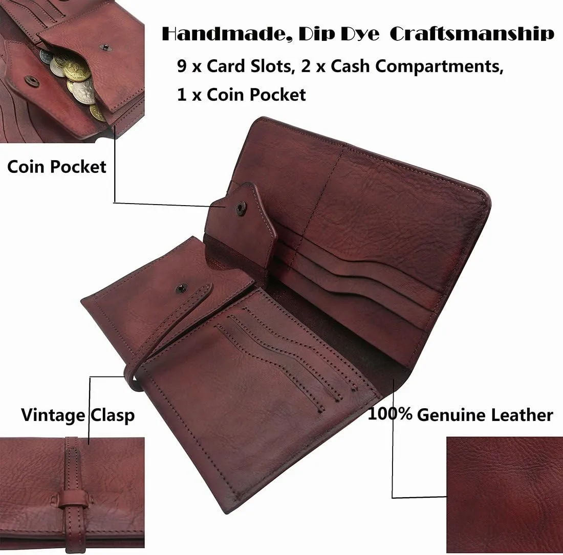 LETEULO Wallets for Women Genuine Leather Card Organizer Dip Dye Coin Purse Ladies Ultrathin Wallets