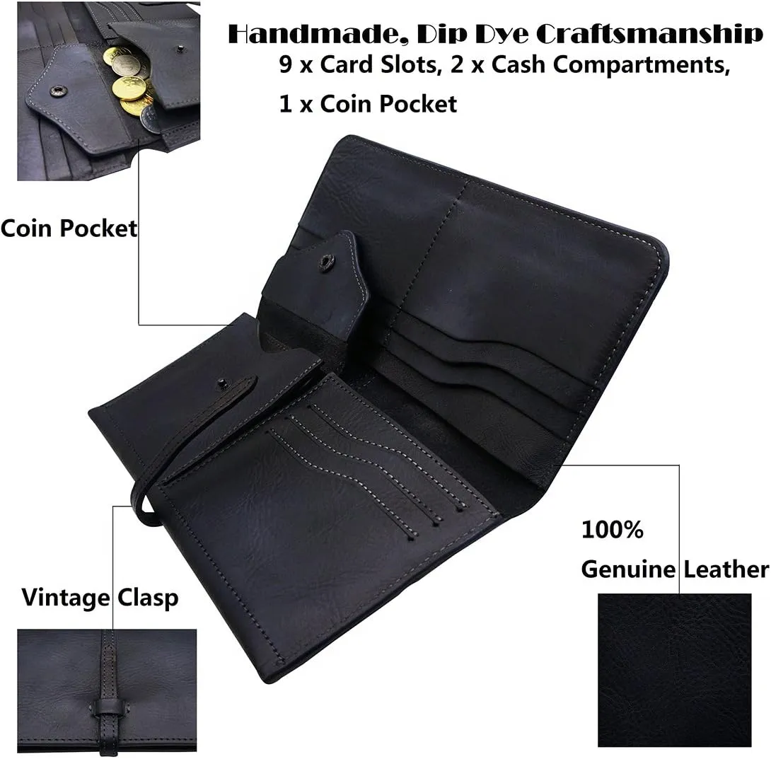 LETEULO Wallets for Women Genuine Leather Card Organizer Dip Dye Coin Purse Ladies Ultrathin Wallets