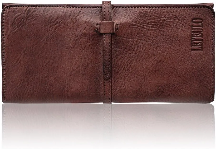 LETEULO Wallets for Women Genuine Leather Card Organizer Dip Dye Coin Purse Ladies Ultrathin Wallets
