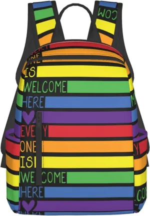 LGBT Rainbow Gay Pride Everyone Is Welcome Here Travel Laptop Backpack Casual Backpacks Double Shoulder Daypack Notebook Rucksack Work Bags Sports Bag for Hiking Camping Beach