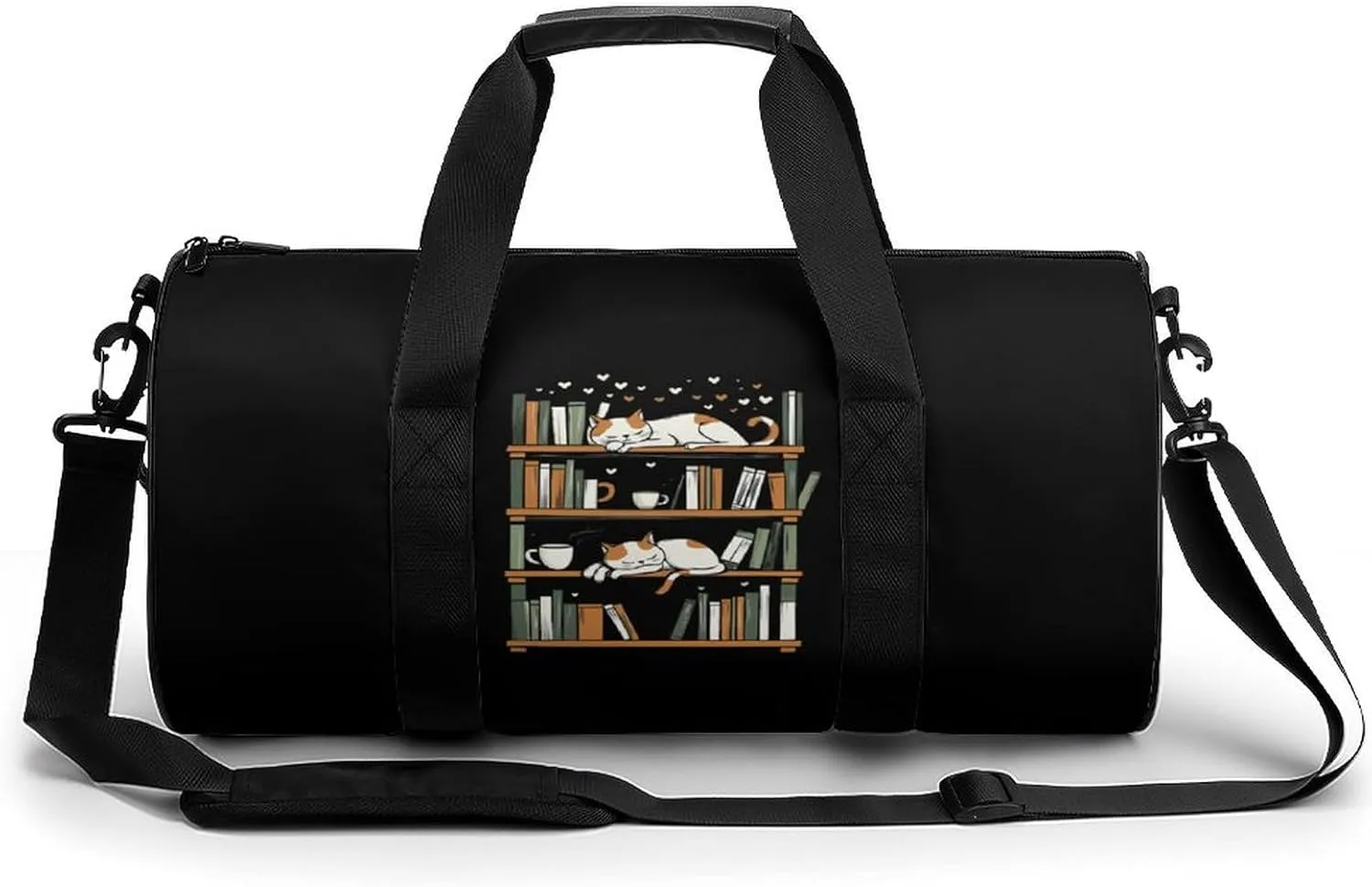 Library Cats Gym Bag Sports Duffle Bags for Men Women Travel Swimming Fitness with Shoe And Wet Compartment
