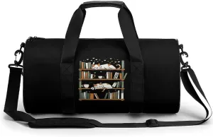 Library Cats Gym Bag Sports Duffle Bags for Men Women Travel Swimming Fitness with Shoe And Wet Compartment
