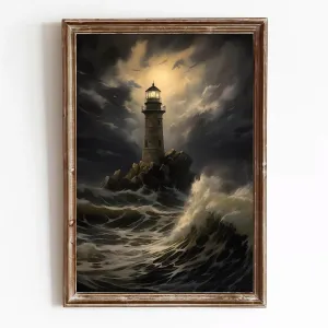 Lighthouse Wall Art Black and White Ocean Pictures Abstract Seascape Canvas Wall Art Ocean Waves Artwork Beach Landscape Painting Seascape Picture for Wall Sea Landscape Painting 16x24inch No Frame