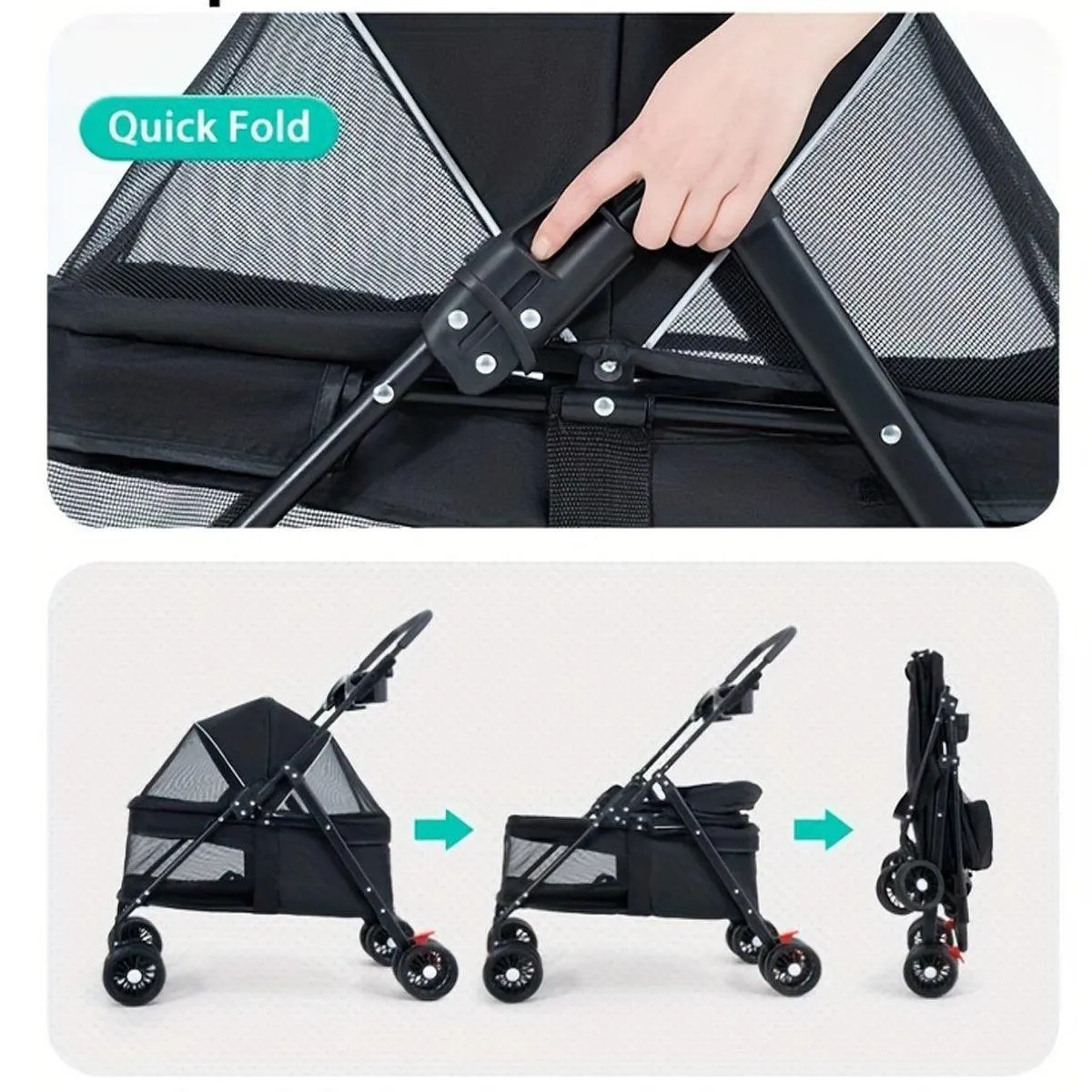 Lightweight Pet Stroller for Cats and Small Dogs Easy Fold Portable Travel Use