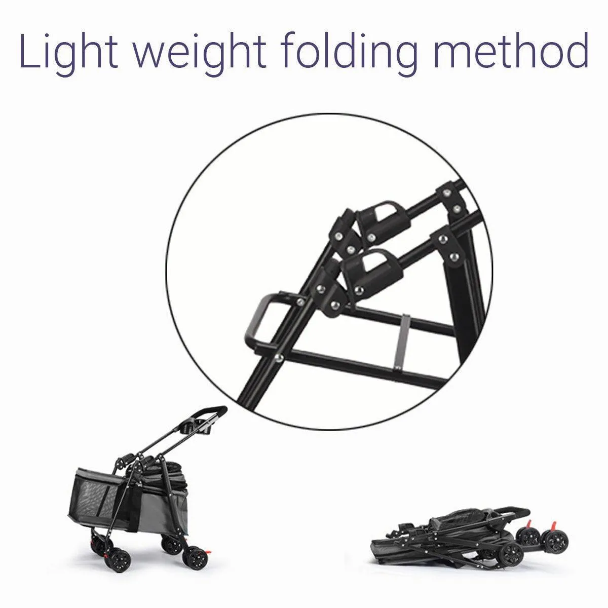 Lightweight Pet Stroller for Cats and Small Dogs Easy Fold Portable Travel Use