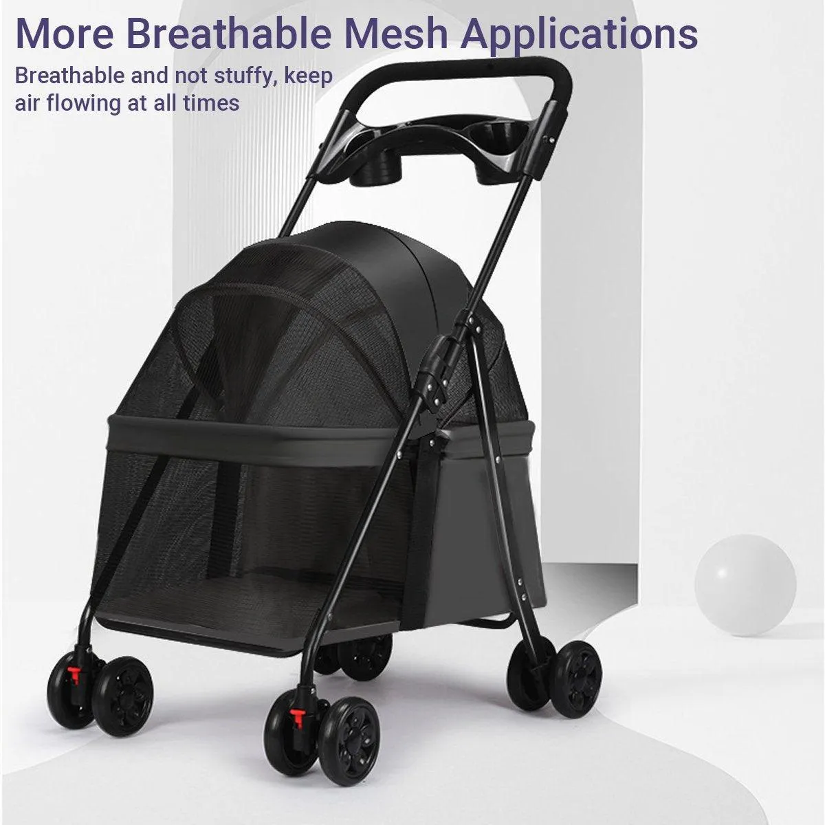 Lightweight Pet Stroller for Cats and Small Dogs Easy Fold Portable Travel Use