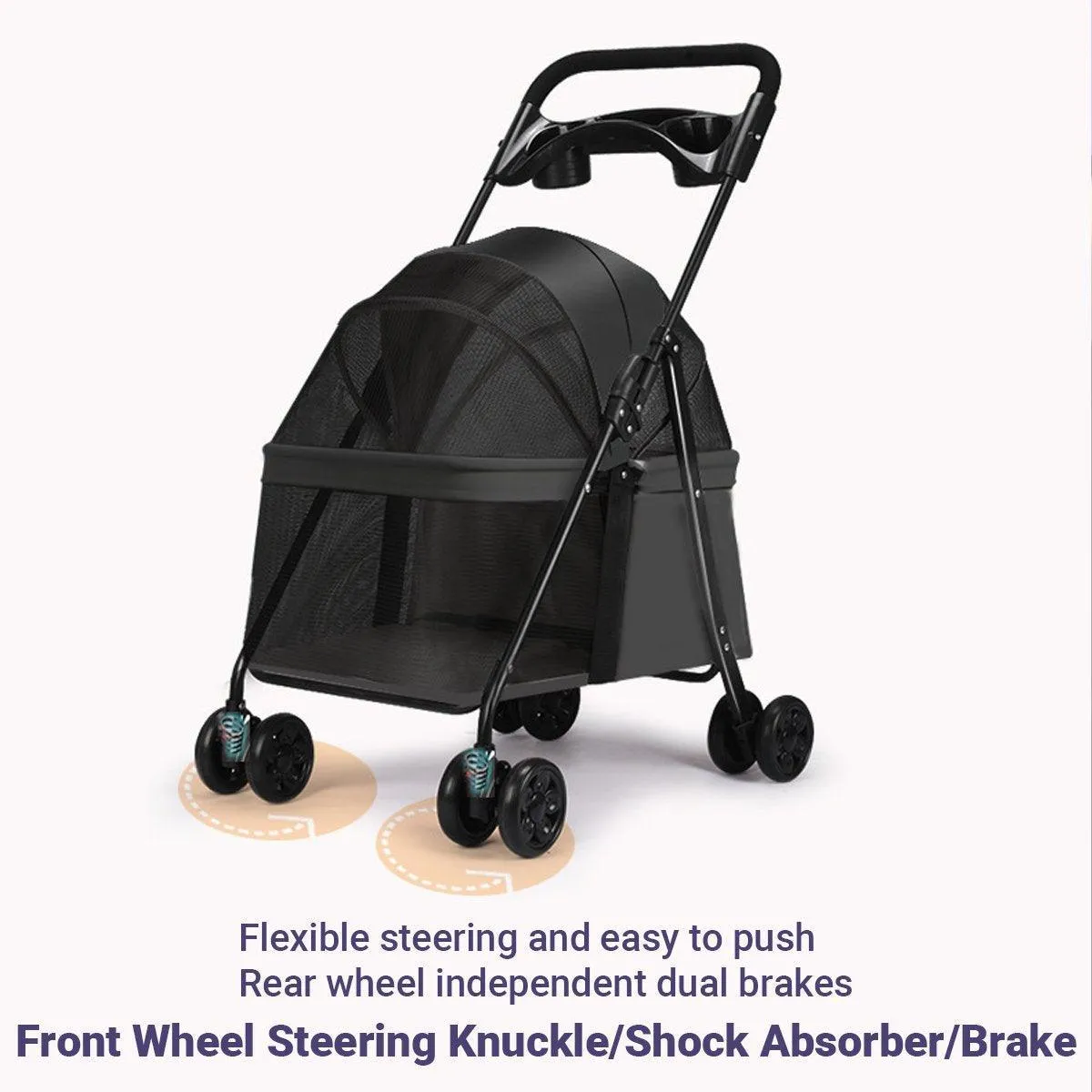 Lightweight Pet Stroller for Cats and Small Dogs Easy Fold Portable Travel Use