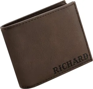 Lily's Atelier Leather Wallets for Men - Engraved, Personalized, Bi-Fold - Brown, Minimalist - Perfect Gifts for Husbands, Dads, Men