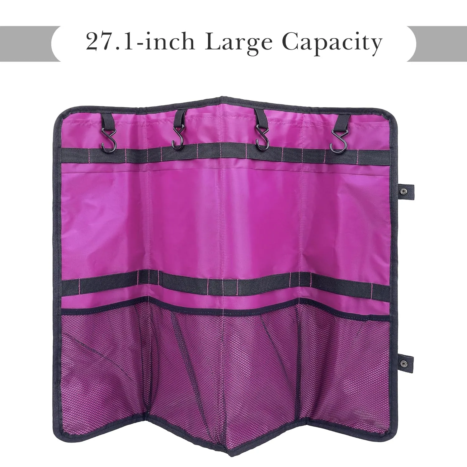 Linkidea Hair Extension Hanger with Storage Bag, Portable Travel Hair Holder, 27.1-inch Large Capacity Bundles Bag with 4 Hooks Store Up 4 Full Hair (Purple)
