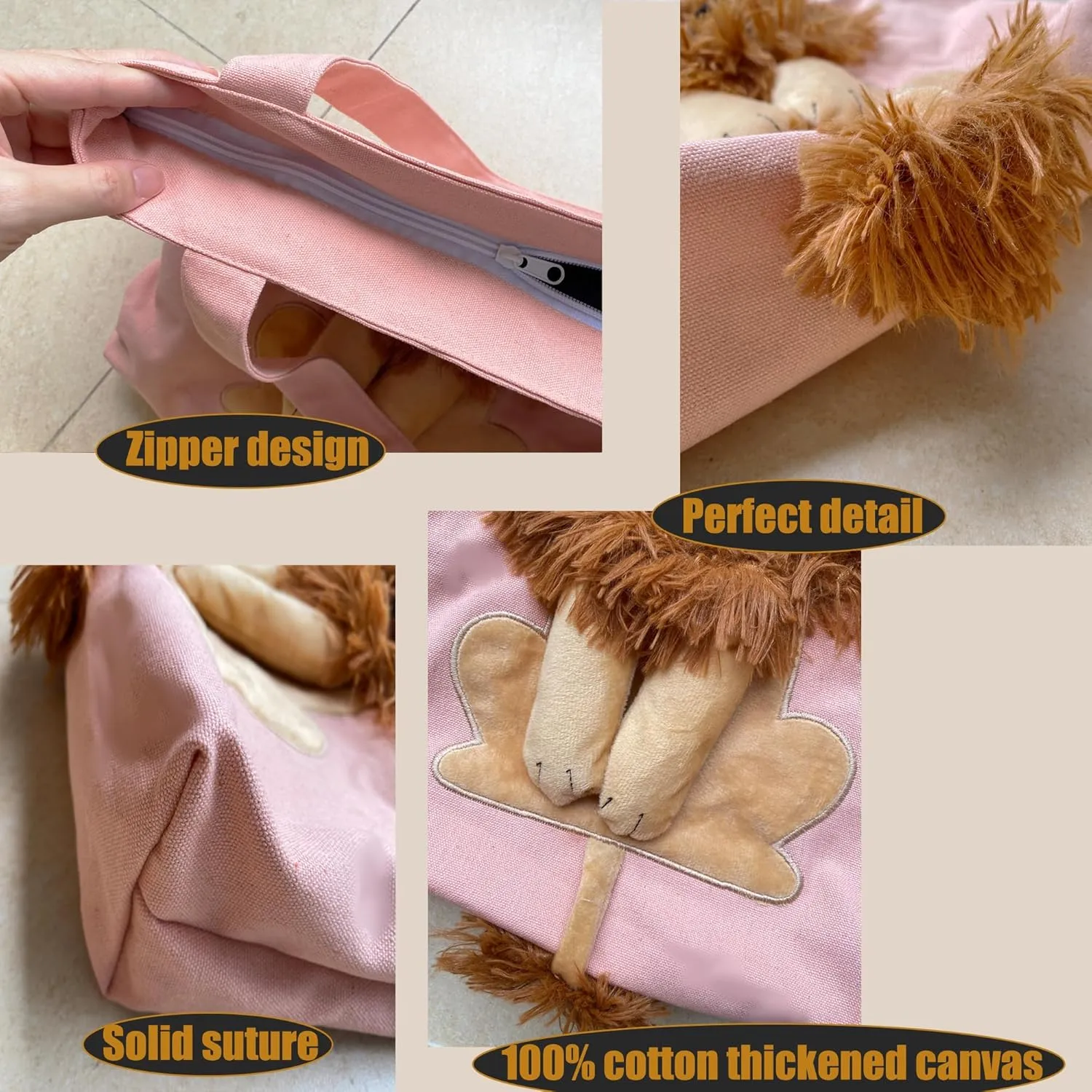 Lion-Shaped Show Head Pet Canvas Shaped Shoulder Bag，Pet Out Bag, Outcrop, Pet Out Shoulder Bag. (Pink), YL08