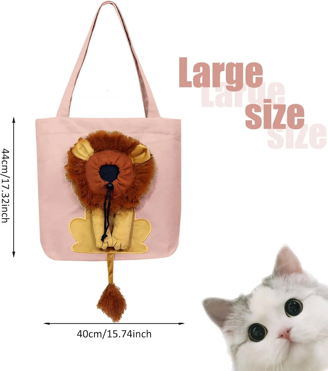 Lion-Shaped Show Head Pet Canvas Shaped Shoulder Bag，Pet Out Bag, Outcrop, Pet Out Shoulder Bag. (Pink), YL08