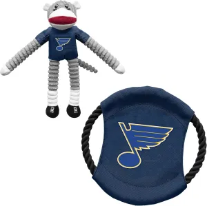 Littlearth St. Louis Blues NHL Sock Monkey and Flying Disc Pet Toy Combo Set