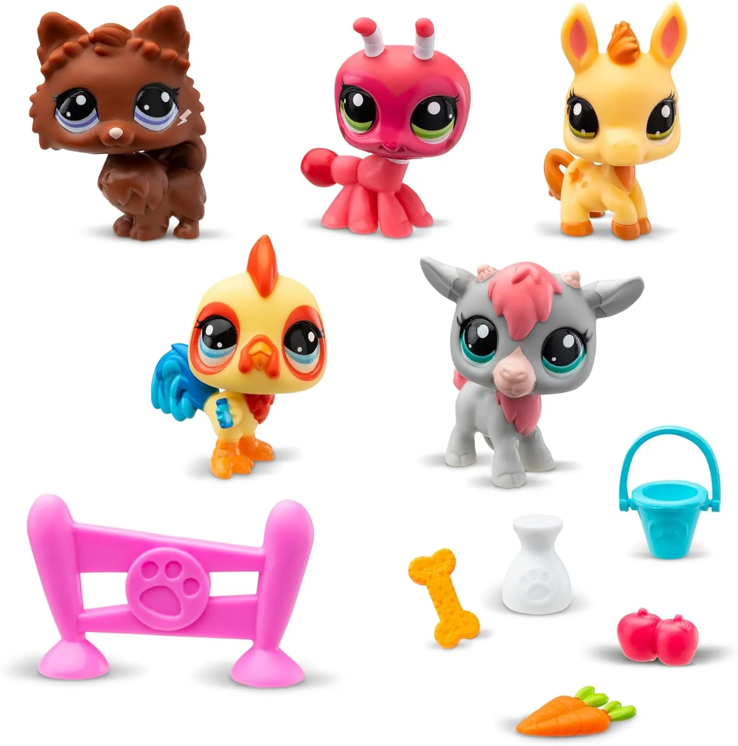 Littlest Pet Shop Farm Besties Collector Set - Gen 7 Bobble Head Pets #56-60, Imagination Toy for Kids 4 