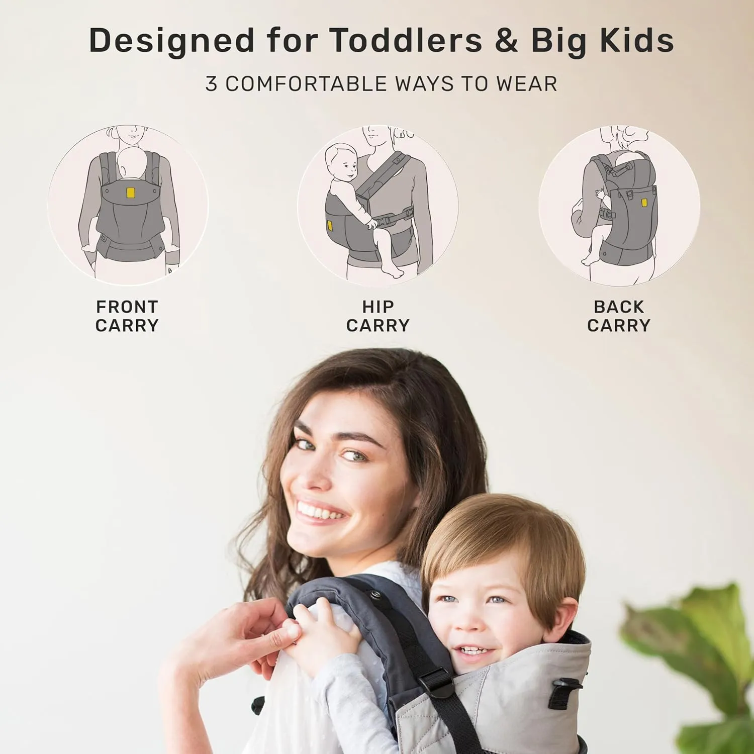 LÍLLÉbaby 3-in-1 Ergonomic CarryOn Airflow Toddler Carrier with Lumbar Support & Breathable Mesh (25-60 lbs), Supportive & Comfortable, Multi-Position Carrying for Hiking & Travel (Charcoal/Silver)
