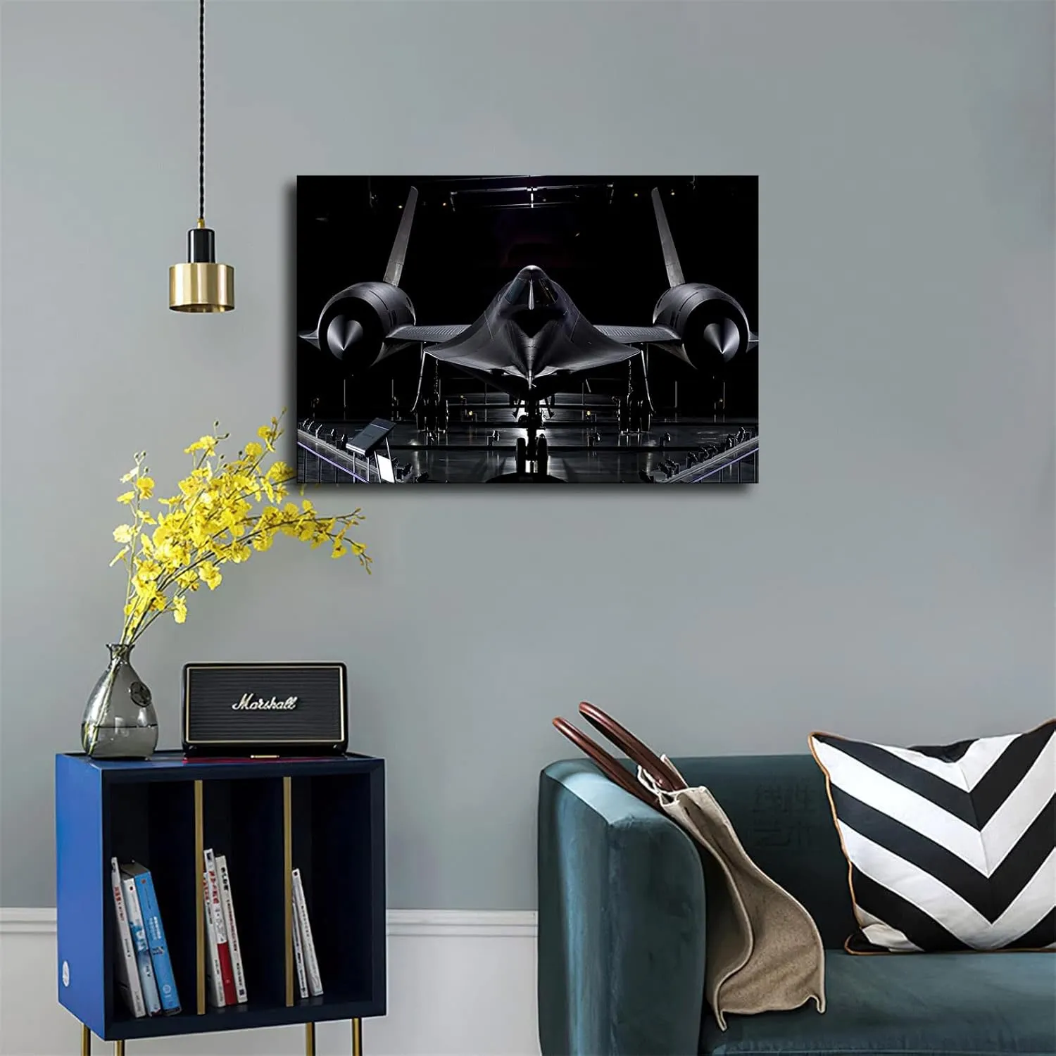 Lockheed Sr-71 Blackbird Picture Canvas Print Fighter Jet Wall Cool Art Posters Canvas Painting Posters and Prints Wall Art Pictures for Living Room Bedroom Decor (08×12inch Framed)