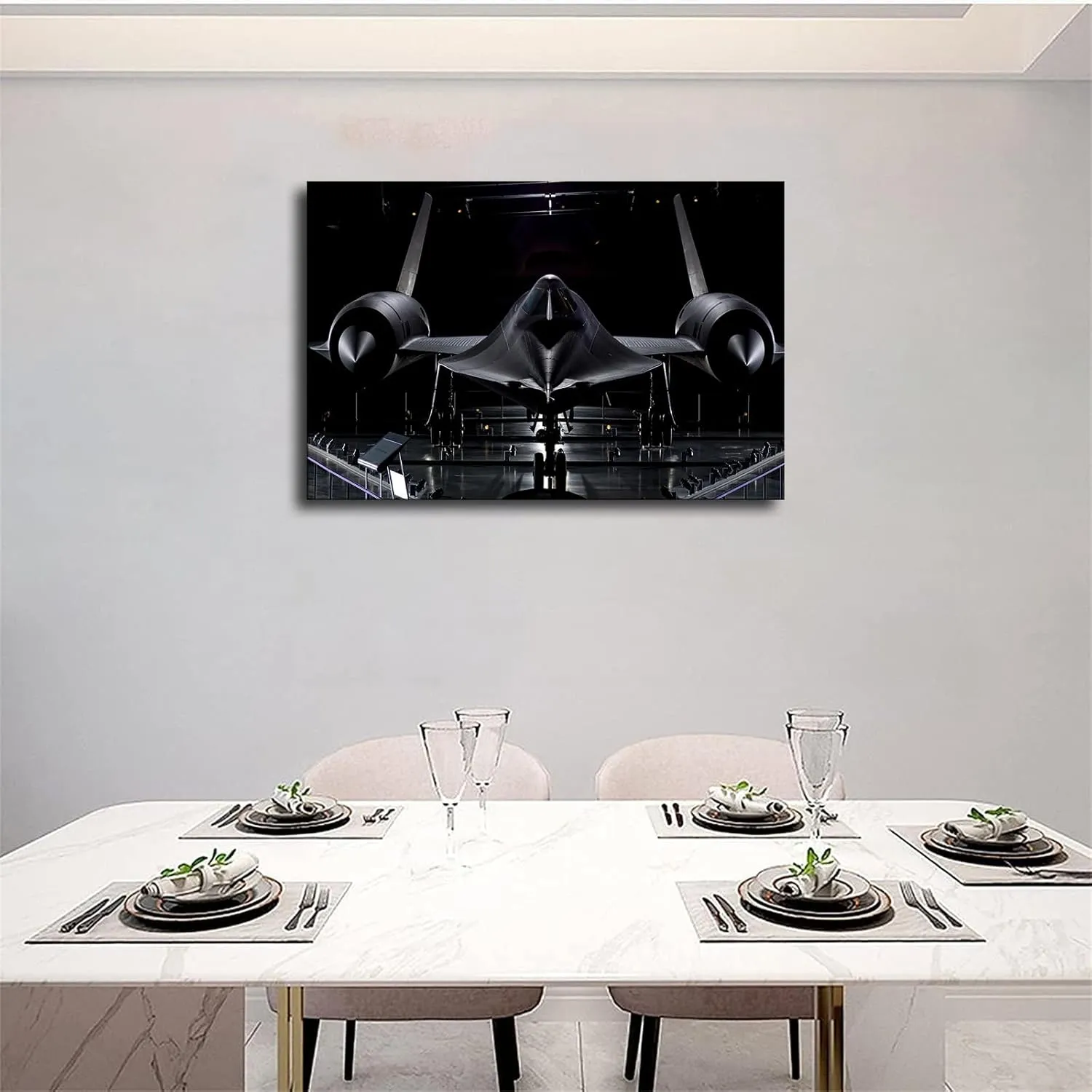 Lockheed Sr-71 Blackbird Picture Canvas Print Fighter Jet Wall Cool Art Posters Canvas Painting Posters and Prints Wall Art Pictures for Living Room Bedroom Decor (08×12inch Framed)
