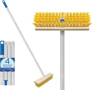 Lola Products Deck Scrub Brush Broom, 9" x 3.5" Wide, Durable Bristles Remove Dirt, Grime, Grout, Leaves, Snow on Patios, Decks, Wet or Dry, 1 Count
