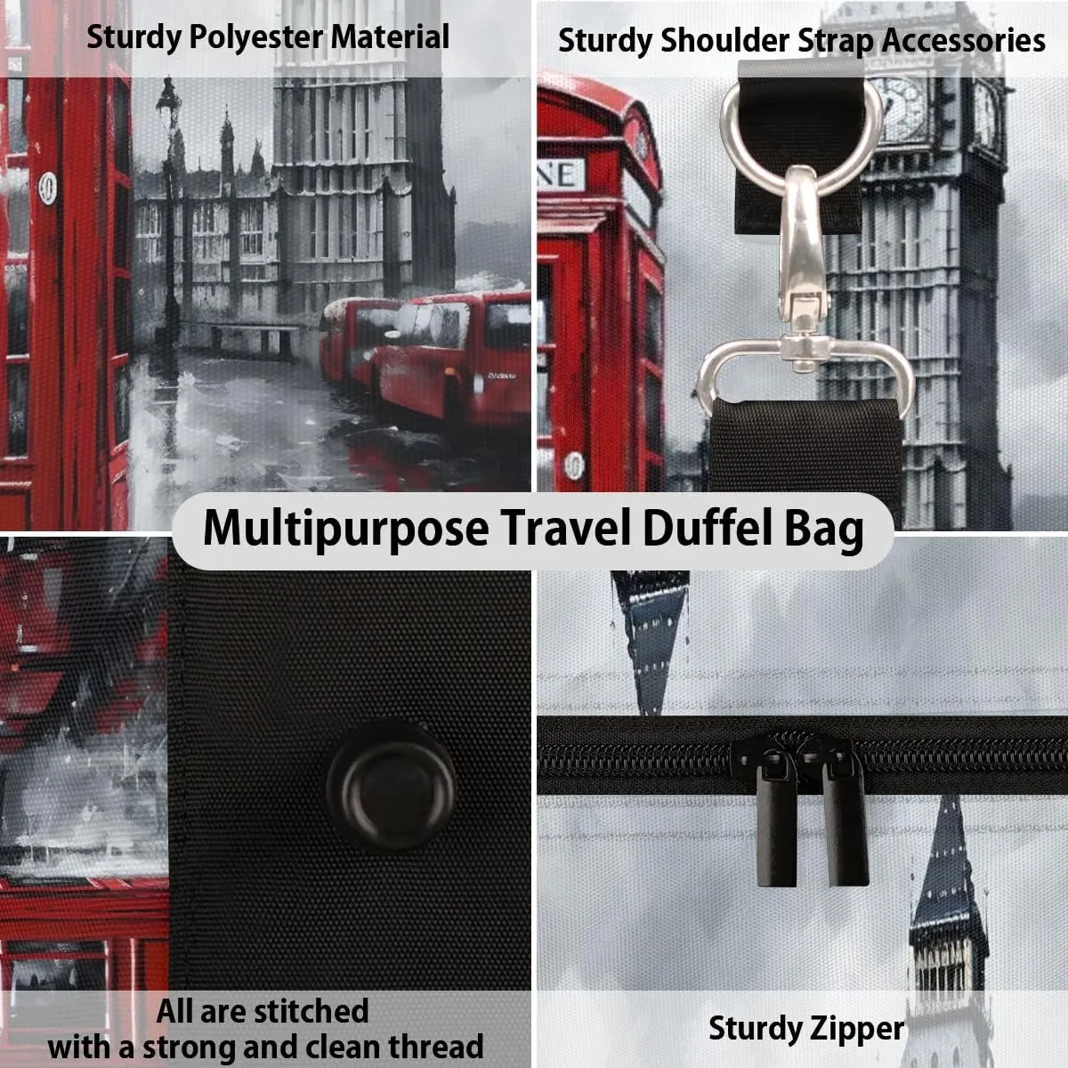 London City Travel Duffel Bag for Women Men Waterproof Foldable Overnight Weekender Bag Large Capacity Sports Gym Bag