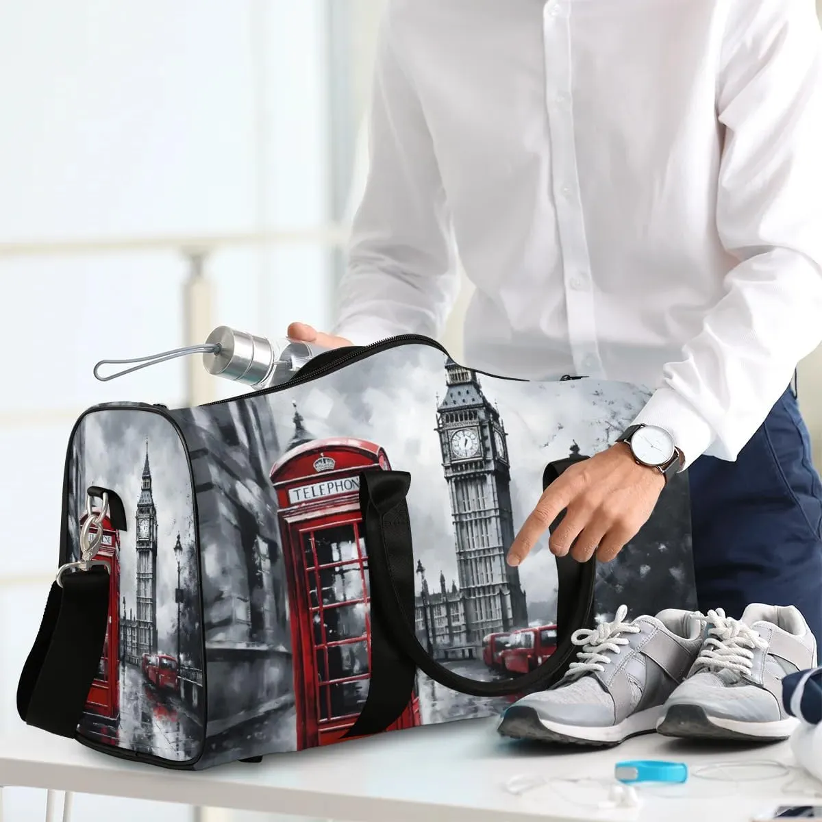 London City Travel Duffel Bag for Women Men Waterproof Foldable Overnight Weekender Bag Large Capacity Sports Gym Bag