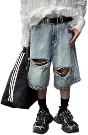 Long Denim Shorts Jorts Y2k Aesthetic Baggy Jeans Short Harajuku Fashion Streetwear Vintage Grunge Korean Style Unisex