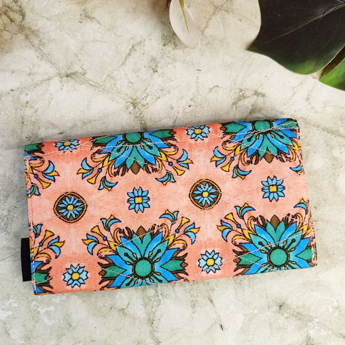 Long Flap Wallet-Peach Tile