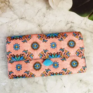 Long Flap Wallet-Peach Tile
