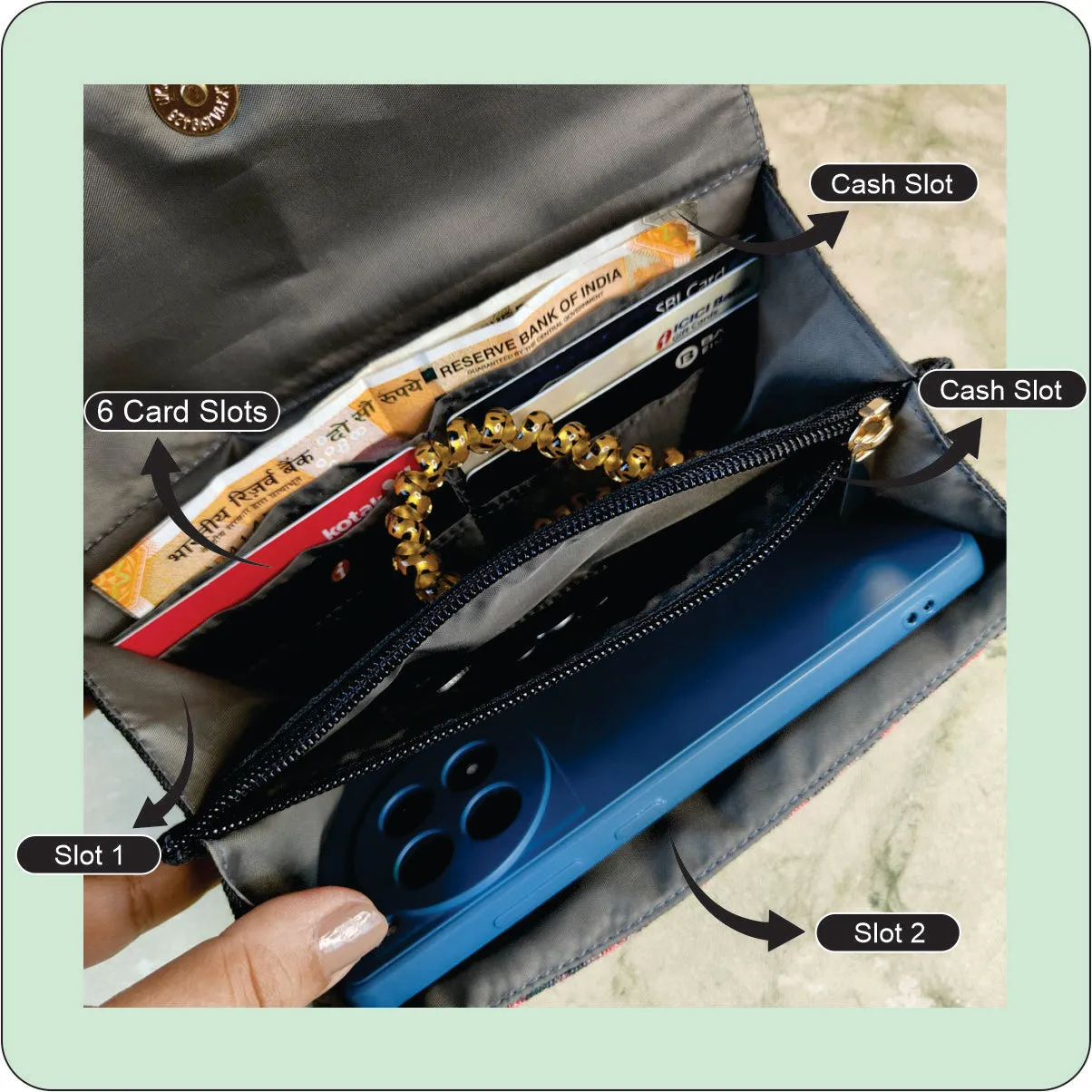 Long Flap Wallet-Peach Tile