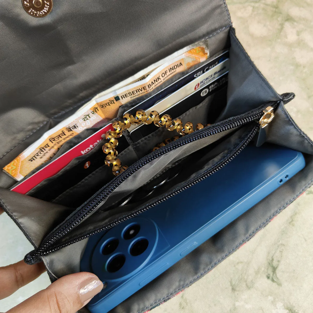 Long Flap Wallet-Peach Tile