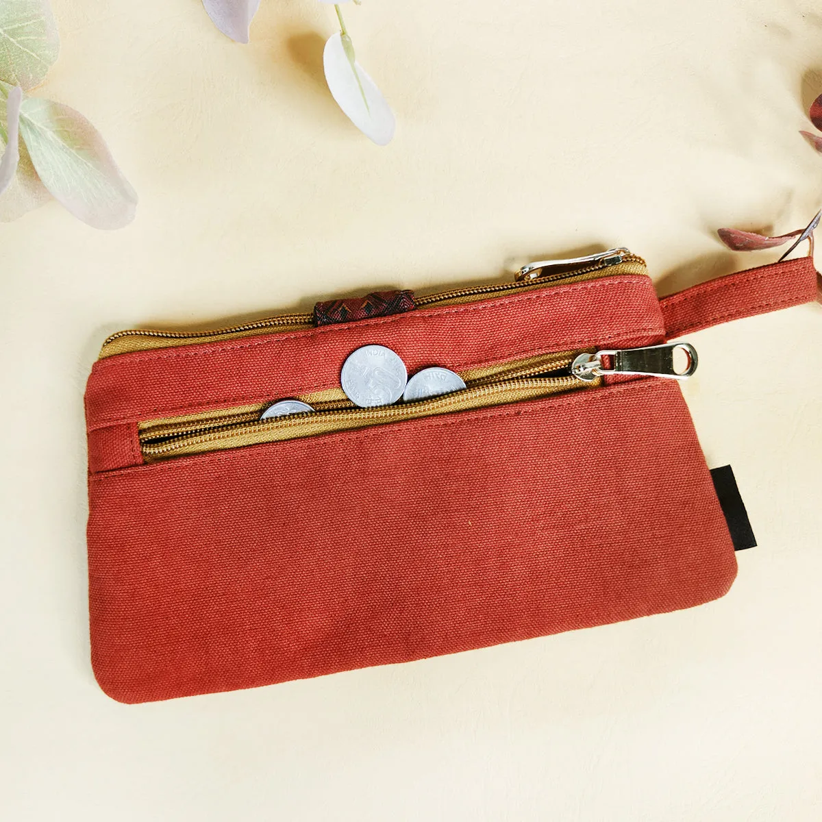 Long Plain Wallet Combo - Maroon/Rust Orange