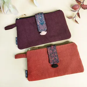 Long Plain Wallet Combo - Maroon/Rust Orange