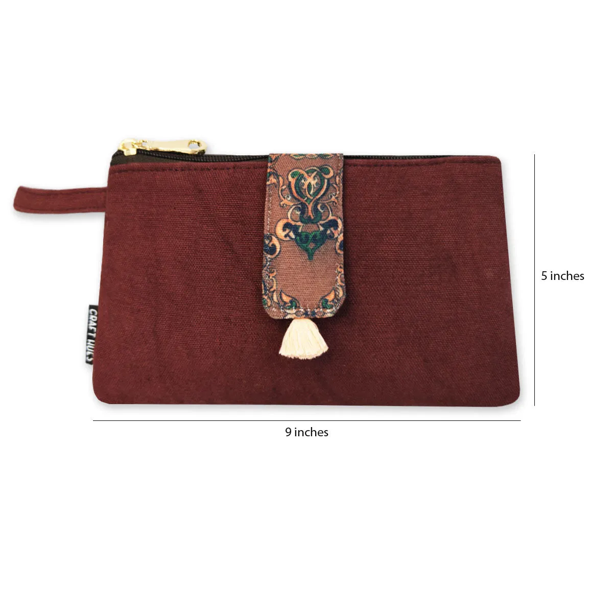 Long Plain Wallet Combo - Maroon/Rust Orange