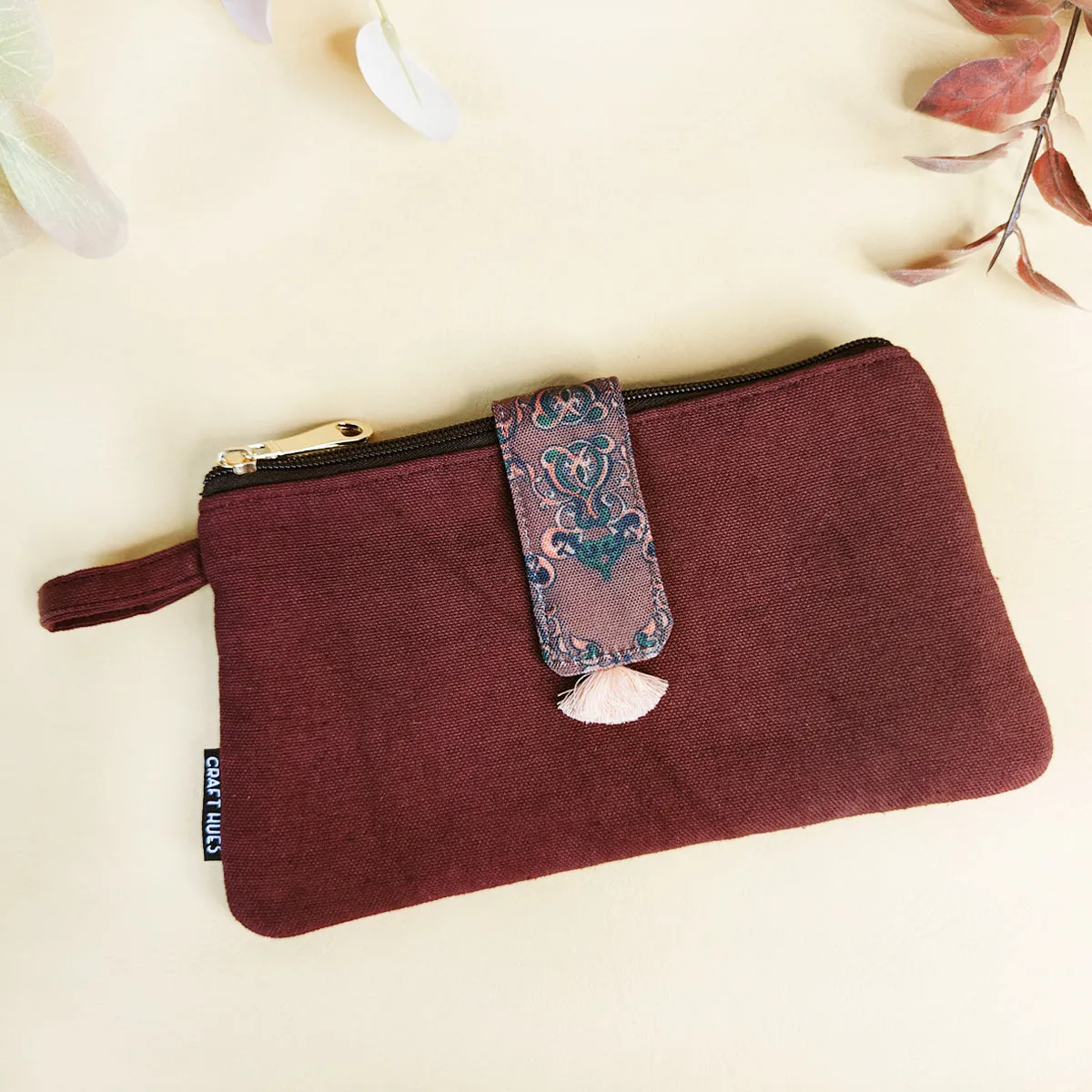 Long Plain Wallet Combo - Maroon/Rust Orange